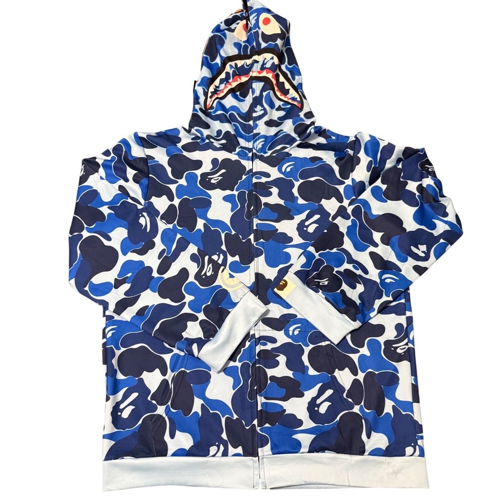 BAPE ABC Shark‎ Camo WGM Full Zip Hoodie Blue Mens A Bathing Ape